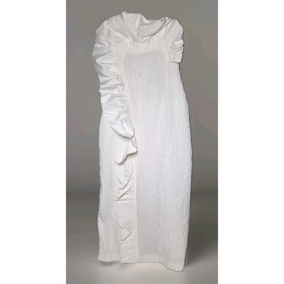 ANTONIO MELANI Dresses & Skirts - Antonio Melani One Shoulder Ruffle Sheath Midi Dress White Size 8